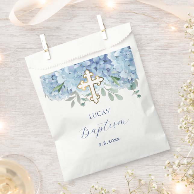 Blue Hydrangea Baptism Favour Bags (Clipped)