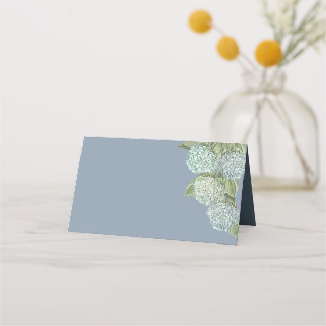 Blue hydrangea Blank Place Cards (Front)