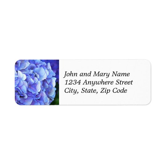 Blue Hydrangea Bloom Floral Return Address Label