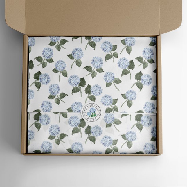Blue Hydrangea Bloom Floral  Tissue Paper (Hydrangea bloom blue tissue paper)