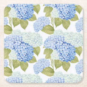 Blue Hydrangea Bloom Garden Party Paper Coasters