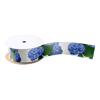 Blue Hydrangea Blooms Greenery Satin Ribbon