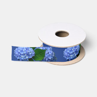 Blue Hydrangea Blooms Greenery Satin Ribbon