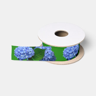 Blue Hydrangea Blooms Greenery Satin Ribbon