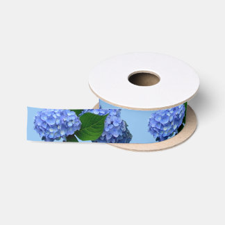 Blue Hydrangea Blooms Greenery Satin Ribbon