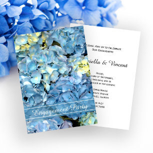 Blue Hydrangea Blossom Engagement Party Invitation