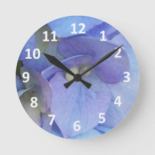 Blue Hydrangea Blossom Numerals Wall Clock
