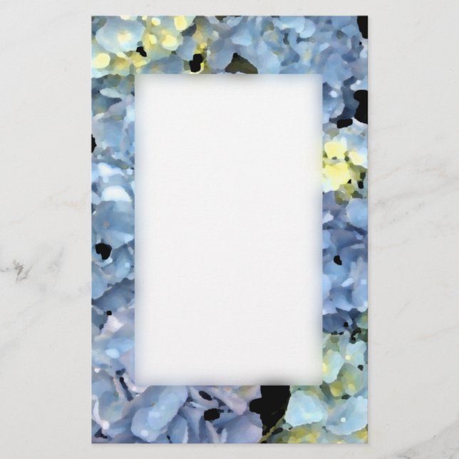 Blue Hydrangea Blossoms Stationery (Front)