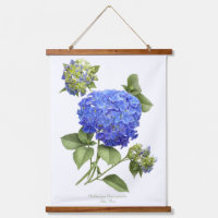 Blue Hydrangea "Blue Wave" Floral Botanical Art
