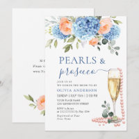 Blue Hydrangea Blush Pink Roses PEARLS & Prosecco