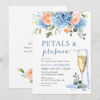 Blue Hydrangea Blush Pink Roses Pearls & Prosecco