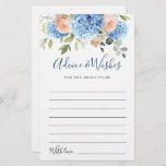 Blue Hydrangea Blush Roses Advice & Wishes Card<br><div class="desc">Personalise with the bride to be's name and date of shower. 
For further customisation,  please click the "customise further" link. If you need help,  contact me please.</div>