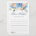 Blue Hydrangea Blush Roses Advice & Wishes Card<br><div class="desc">Personalise with the bride to be's name and date of shower. For further customisation, please click the "Personalise this template", then "Edit using Design Tool". Stylish editable easy to use wedding templates, more items available in the store (invitations, rsvp, thank you cards, stationery & decor). If you need help or...</div>