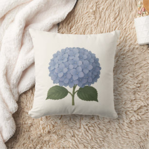 Blue Hydrangea Botanical Illustration Design Cushion
