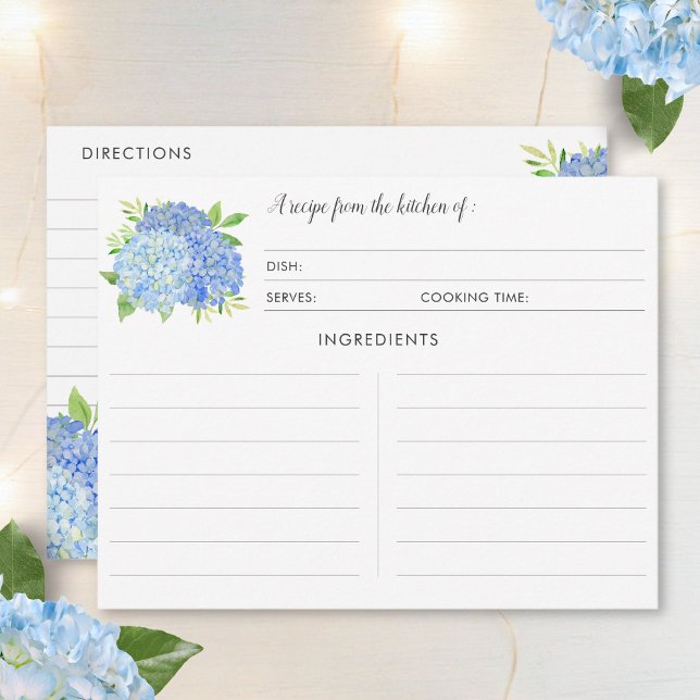 Blue Hydrangea Bouquet Botanical Recipe Cards (Creator Uploaded)