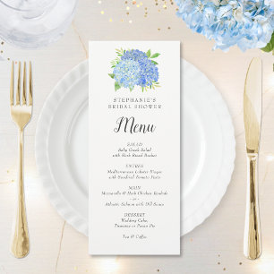 Blue Hydrangea Bouquet Bridal Shower Menu