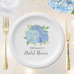 Blue Hydrangea Bouquet Floral Bridal Shower Paper Plate<br><div class="desc">These bridal shower plates feature blue hydrangea flowers and greenery leaf foliage. Personalise them with a name. Matching bridal shower products available.</div>