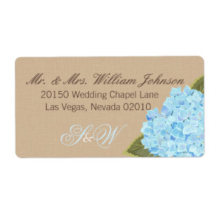 Blue Hydrangea Bouquet Wedding Label