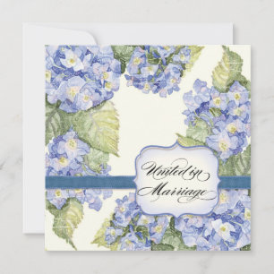Blue Hydrangea Bracket Floral Formal Wedding Invitation