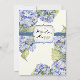 Blue Hydrangea Bracket Floral Formal Wedding Invitation