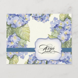 Blue Hydrangea Bracket Floral Formal Wedding RSVP Card