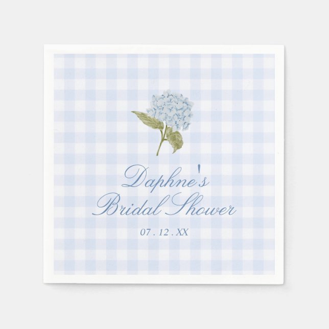 Blue Hydrangea Bridal Shower Napkin (Front)