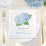 Blue Hydrangea Bridal Shower Napkin<br><div class="desc">These bridal shower napkins feature blue hydrangea flowers. You can personalise these napkins with the bride's name. These napkins are part of the Blue Hydrangea Wedding Collection which includes a full range of matching wedding stationery such as wedding invitations, reply cards, information cards, address labels, stickers, postage stamps, envelopes, favour...</div>