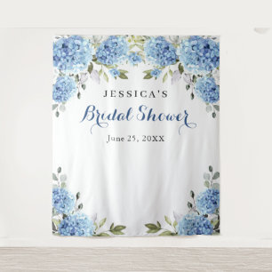 Blue Hydrangea Bridal Shower Photo Backdrop Tapestry