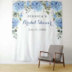 Blue Hydrangea Bridal Shower Photo Backdrop Tapestry