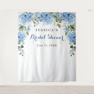 Blue Hydrangea Bridal Shower Photo Backdrop Tapestry
