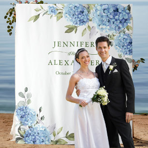 Blue Hydrangea Bridal Shower Photo Backdrop Tapestry