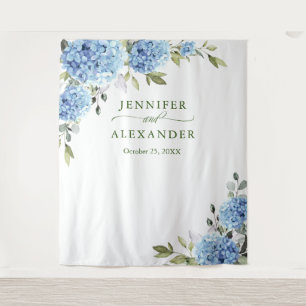 Blue Hydrangea Bridal Shower Photo Backdrop Tapestry