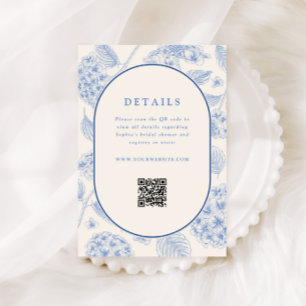Blue Hydrangea Bridal Shower QR Code Enclosure Card
