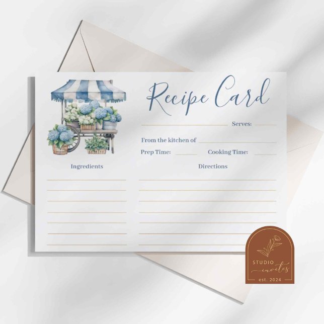 Blue Hydrangea Bridal Shower Recipe Card (Creator Uploaded)