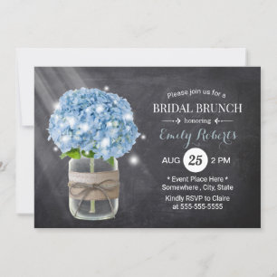 Blue Hydrangea Bridal Shower Rustic Chalkboard Invitation