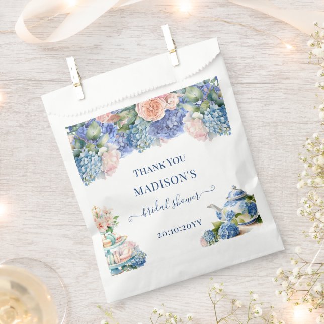 Blue Hydrangea Bridal Shower Tea Party  Favour Bags (Clipped)