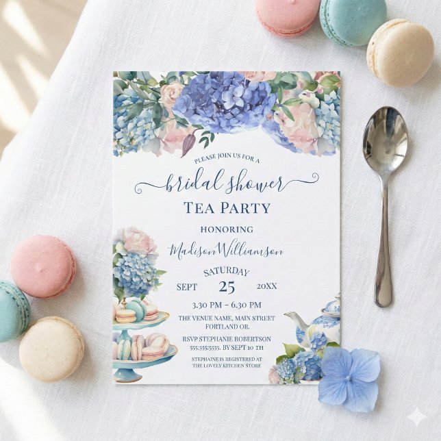 Blue Hydrangea Bridal Shower Tea Party  Invitation (Creator Uploaded)