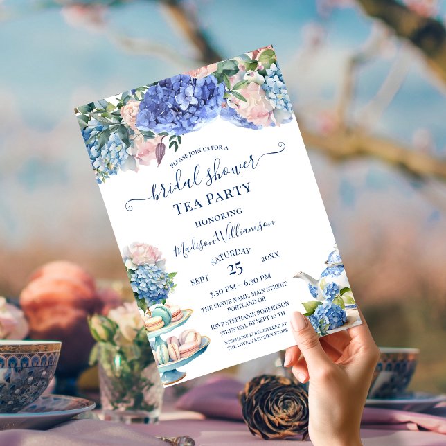 Blue Hydrangea Bridal Shower Tea Party  Invitation (Creator Uploaded)