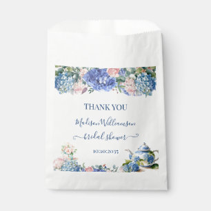 Blue Hydrangea Bridal Shower Tea Thank You Favour Bags