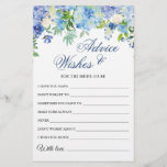 Blue Hydrangea Bridal Shower Wishes & Advice Card<br><div class="desc">Blue Hydrangea Wishes & Advice Card.
Personalise with the bride to be's name and date of shower. 
For further customisation,  please click the "customise further" link. If you need help,  contact me please.</div>