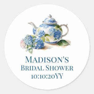 Blue Hydrangea Bridal Tea Party  Classic Round Sticker