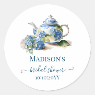 Blue Hydrangea Bridal Tea Party  Classic Round Sticker
