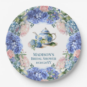 Blue Hydrangea Bridal Tea Party Paper Plate