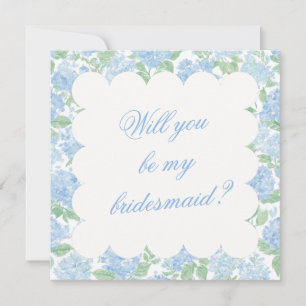 Blue Hydrangea Bridesmaid Proposal Card