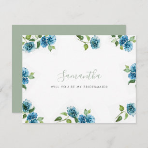 Blue Hydrangea Bridesmaid Proposal Cards