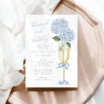 Blue Hydrangea Brunch and Bubbly Gold Champagne Invitation<br><div class="desc">This beautiful design features blue hydrangea blooms and your custom text.  Use the template form to add your information.</div>