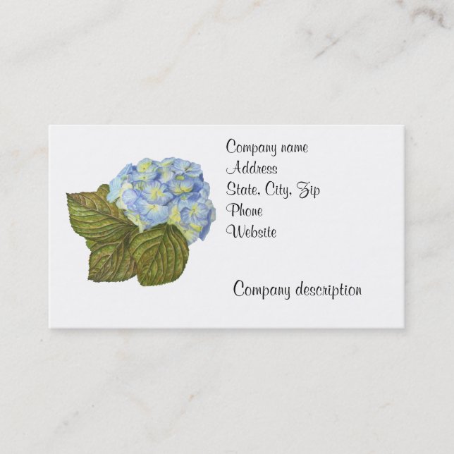 Blue Hydrangea Business Card (Front)