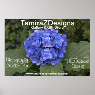 Blue Hydrangea Business Name Details Poster