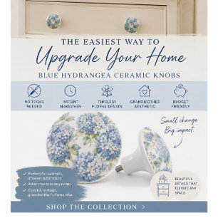 Blue Hydrangea Cabinet Furniture Knobs