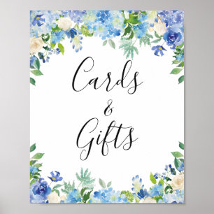 Blue Hydrangea Cards and Gifts Wedding Sign